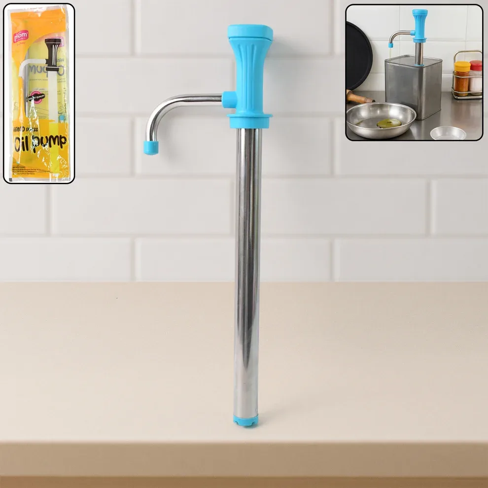 Stainless Steel Manual Oil Dispenser Pump for Kitchen Oil Cans | Hand Press Oil Transfer Pump for 15 Litre Steel Containers | Multipurpose Oil Dispensing Pump (Pack of 1)